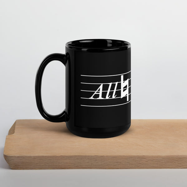 All Natural White Lettering Black Glossy Mug