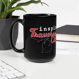 inspire Traverse City Cherry Black Glossy Mug