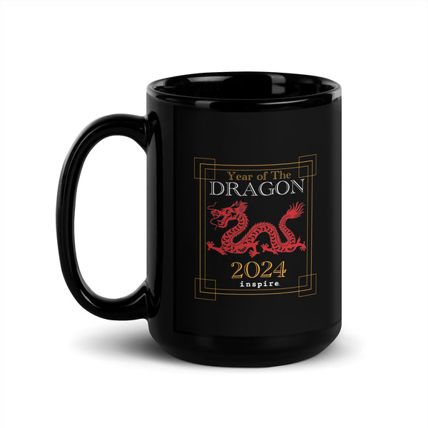 inspire Year of the Dragon 2024 Black Glossy Mug