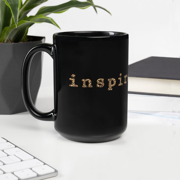 inspire Cheetah Print Black Glossy Mug