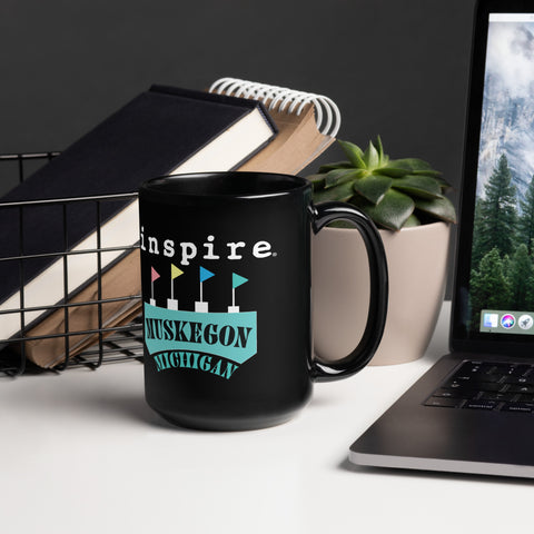 inspire Muskegon Black Glossy Mug