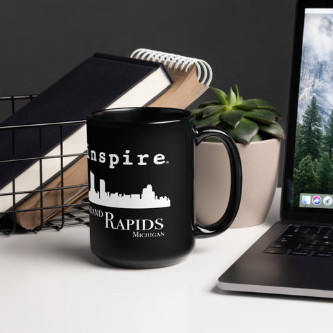 inspire Grand Rapids Skyline Black Glossy Mug