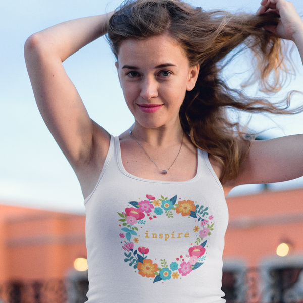 inspire Floral Wreath Women's Racerback Tank