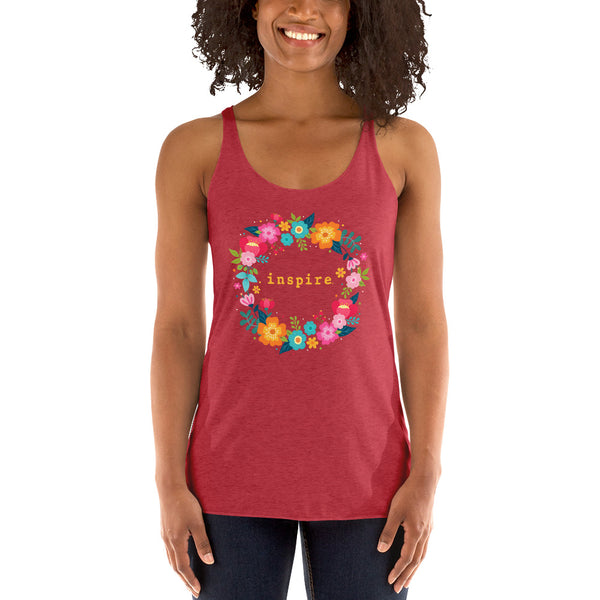 inspire Floral Wreath Women's Racerback Tank