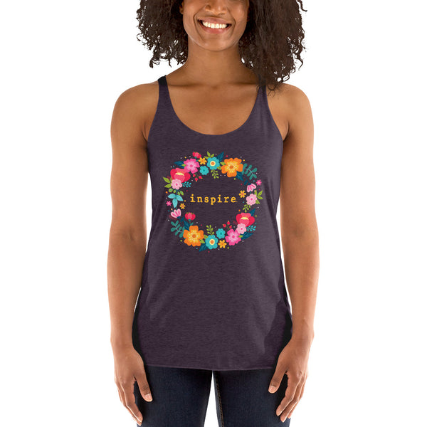 inspire Floral Wreath Women's Racerback Tank