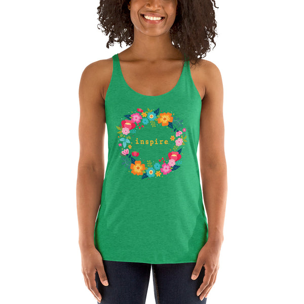 inspire Floral Wreath Women's Racerback Tank