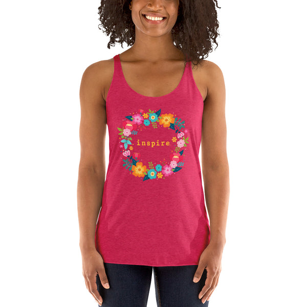 inspire Floral Wreath Women's Racerback Tank