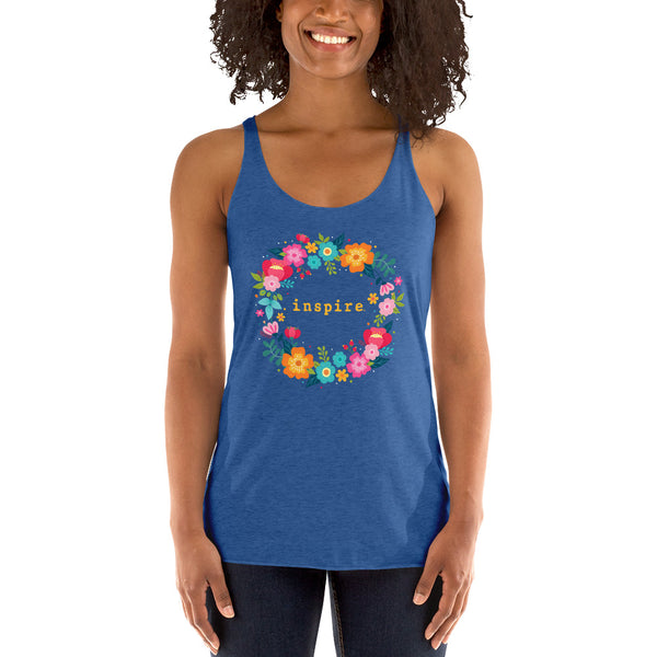 inspire Floral Wreath Women's Racerback Tank