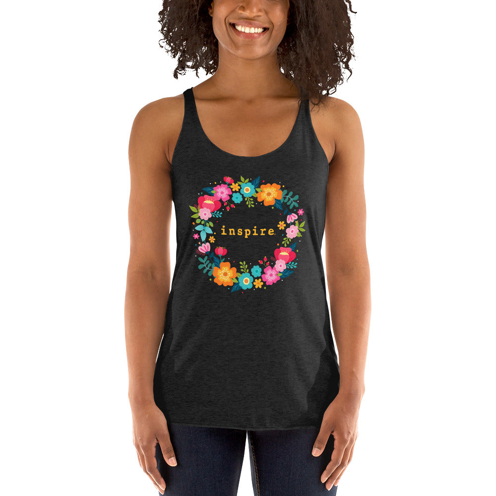 inspire Floral Wreath Women's Racerback Tank