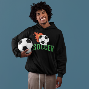 inspire Soccer Ball Flamin' Unisex Hoodie