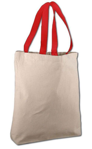 natural totebag with red handle