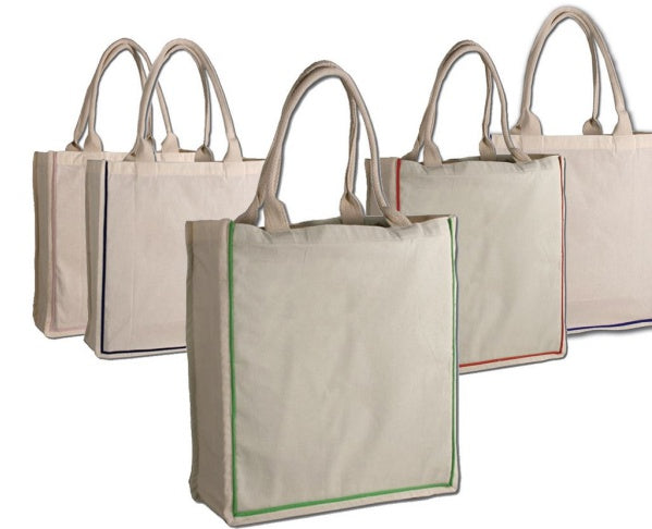 cotton canvas bags with colored handles