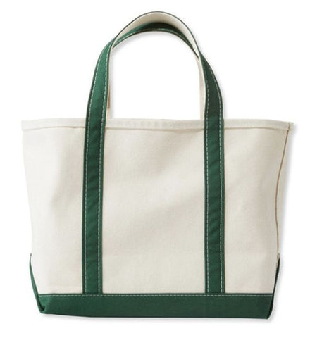 white and green tote bag