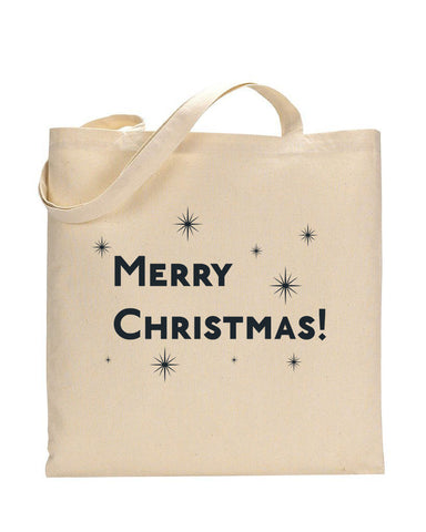 Black Color Stars Merry Christmas Tote Bag - Christmas Bags