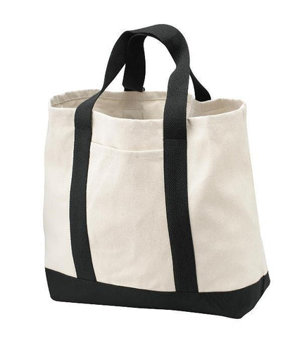 Heavy Canvas Twill Two Tone Shopping Tote Bag - TF285