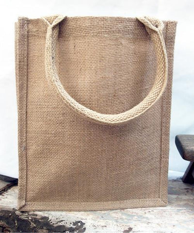 48 ct Small Burlap Bags / Jute Book Bag with Full Gusset - By Case