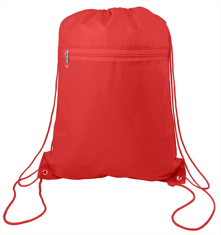 216 ct Promotional Polyester Drawstring Bags with Front Pocket - By Case