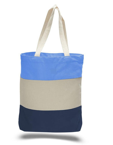 12 ct Wholesale Heavy Canvas Tote Bags Tri-Color - By Dozen