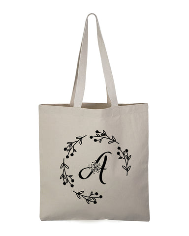 ''A'' Letter Initial Canvas Tote Bag - Initials Bags