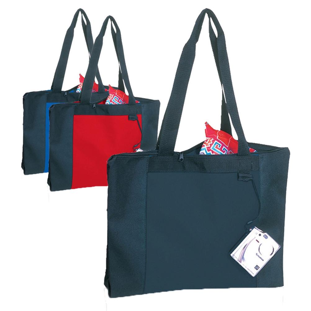 Wholesale Zipper Polyester Tote Bag with Long Handles