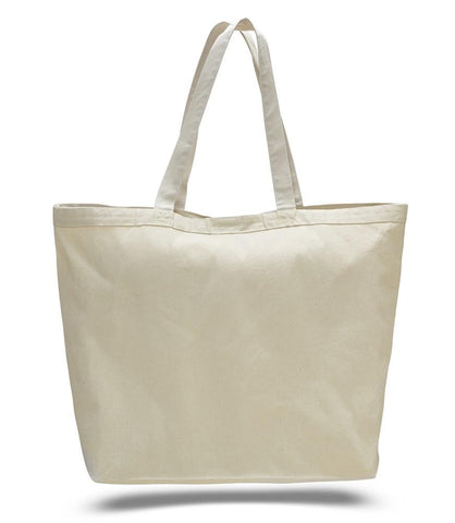 12 ct Extra-Large Heavy Canvas Tote Bags with Hook and Loop Closure - By Dozen