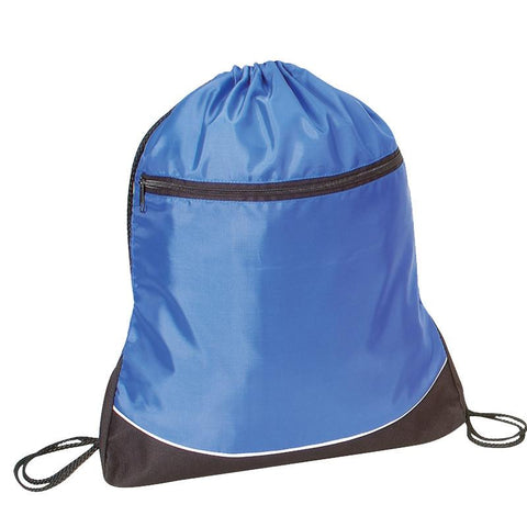 Stripe Nylon Drawstring Bag / Cinch Pack with Zipper Pocket. BPK321