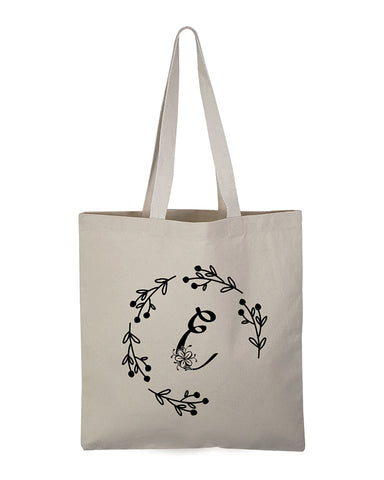 ''E'' Letter Initial Canvas Tote Bag - Initials Bags