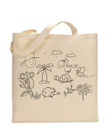 Black Color Tropical Tote Bag (Advance Level) - Coloring-Painting Bags for Kids