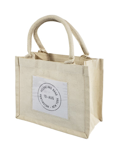 Natural Canvas Wedding Favor Tote Bags with Front Pocket - TF207