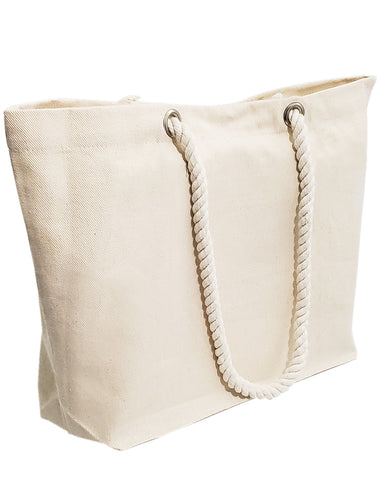 Large Canvas Beach Tote Bag with Fancy Rope Handles- RP260
