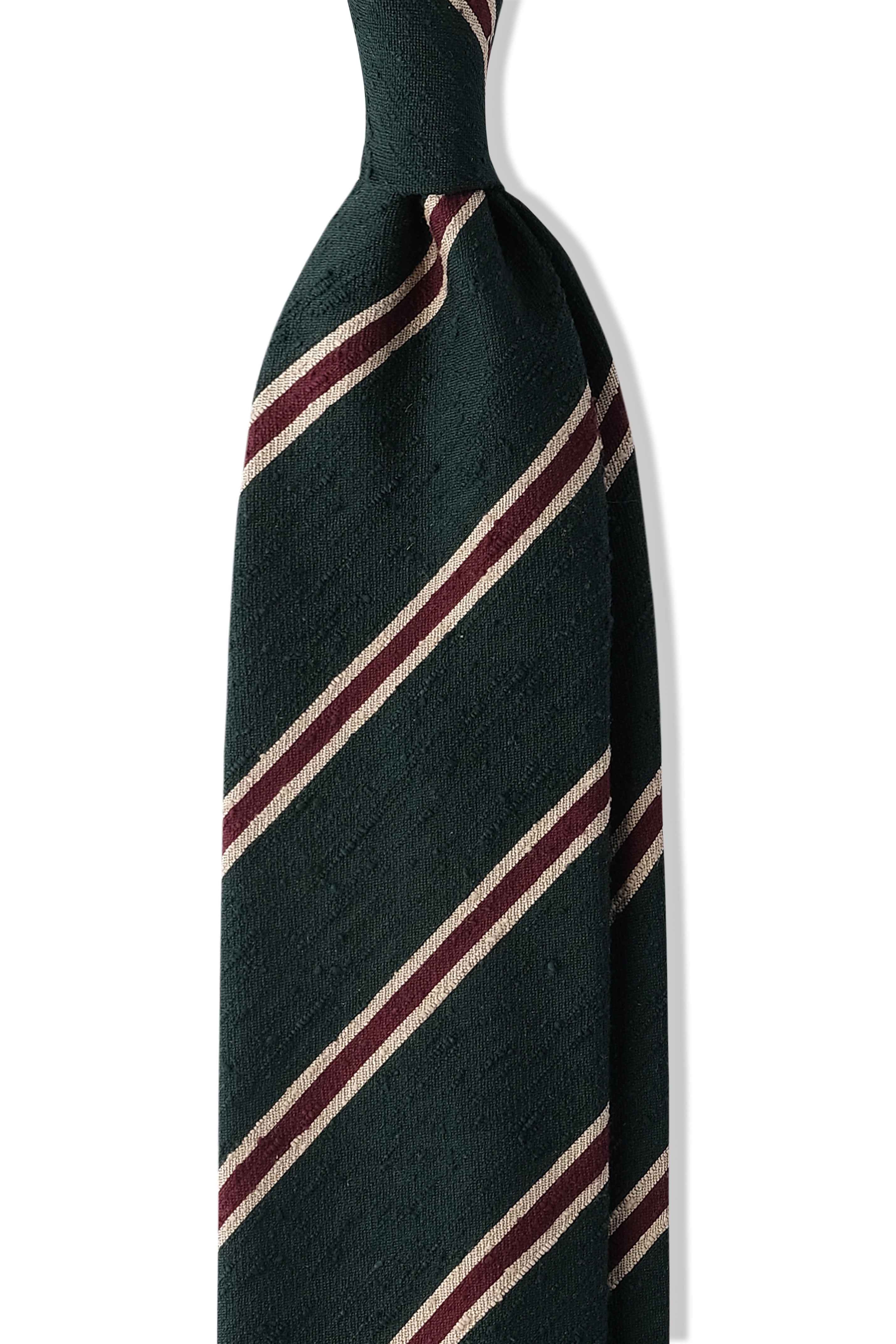 Shantung Striped Green, Purple and Cream Silk Tie - Fort Belvedere