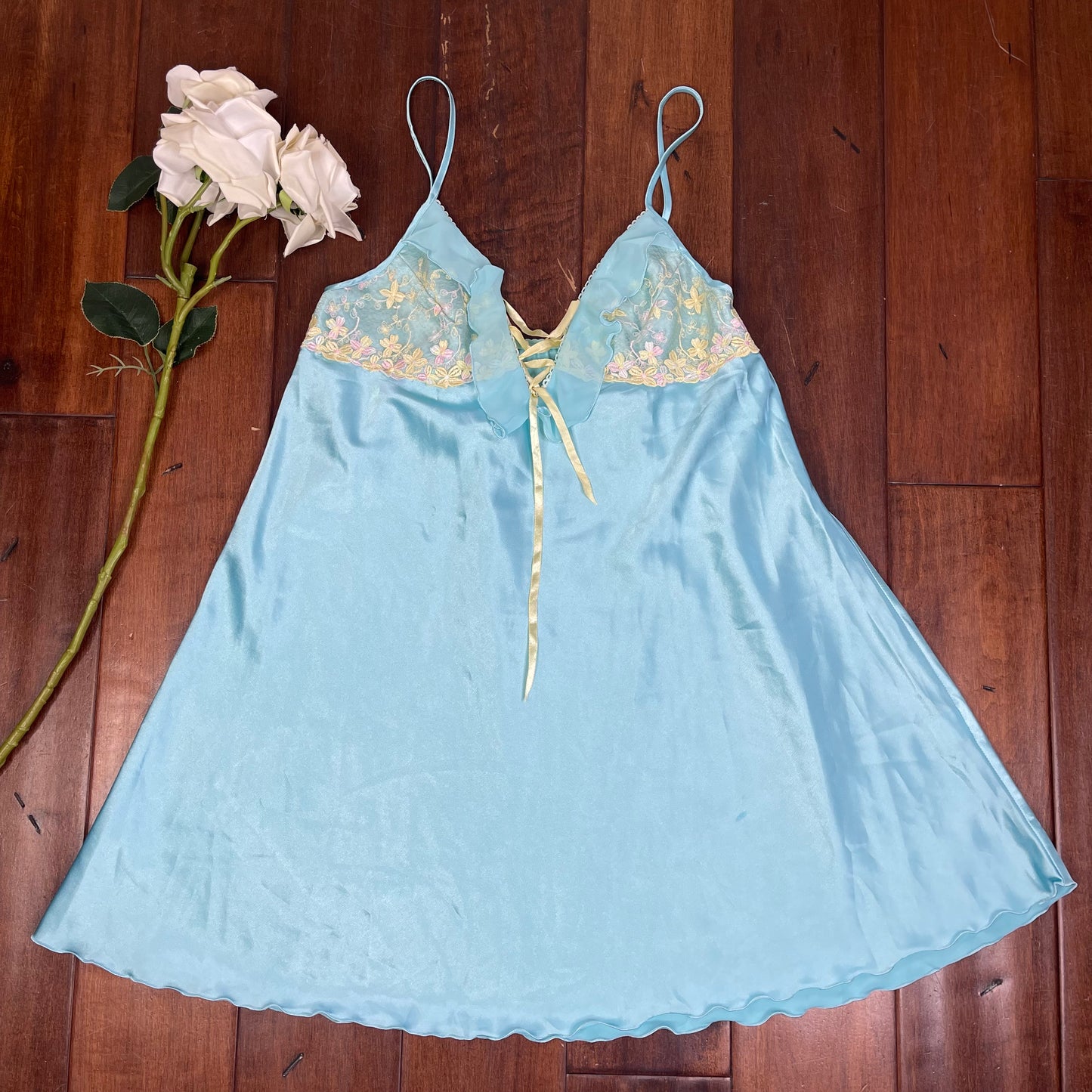 THRIFTED BABY BLUE SLIP DRESS