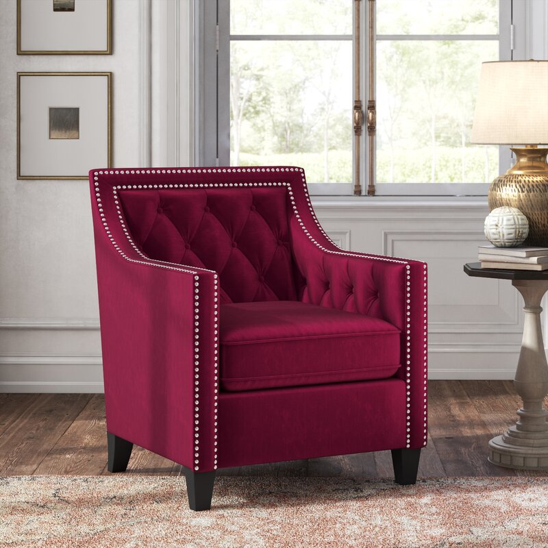 wine red armchair