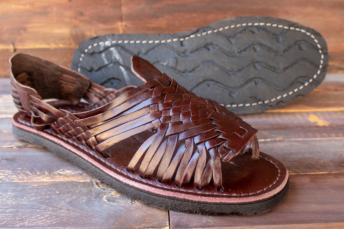 Geniune Leather Men Huarache Pachuco Color Black.Mexican Sandals.