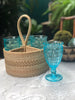 Weave Goblet (set of 4) & Basket holder - Turquoise