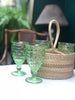 Weave Goblet (set of 4) & Basket holder - Green