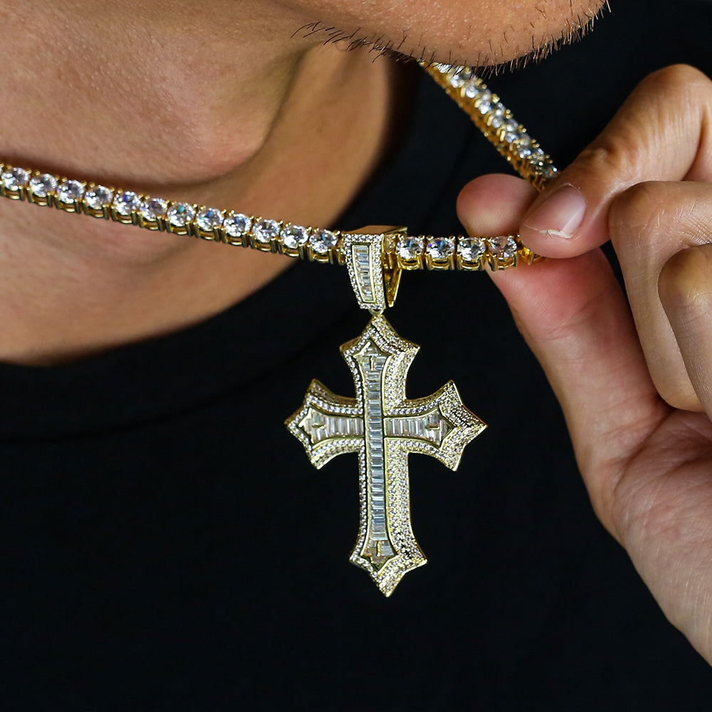 iced diamond cross necklace