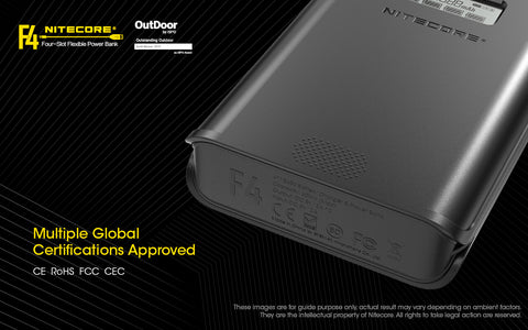 Nitecore F4 Four Slot Flexible Power Bank is a multiple global certifications approved