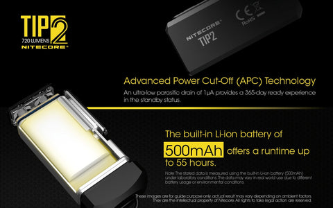 Nitecore TIP2 has advanced power Cut off ( APC ) technology.