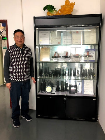 A show case of Acebeam products at Acebeam's Head Office in China.
