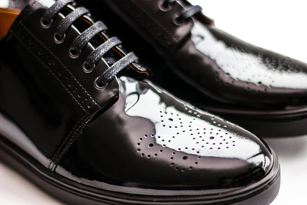 patent leather sneakers for a tuxedo