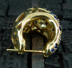 Estate 18K Yellow Gold Fine Sapphire and Diamond Huggie Earrings