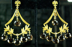 Jamie Wolf Smoky Quartz and Diamond Chandelier Earrings in 18K Yellow Gold