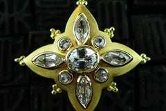 Paula Crevoshay White Sapphire Drop Earrings in 18K Yellow Gold