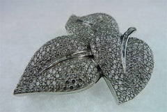 Platinum and Diamond Three Leaf Brooch