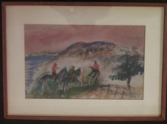 Painting signed by Jon Corbino Mixed Media Hunt Scene, 1927