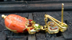 Amrapali Diamond and Coral Drop Earrings in 22K Yellow Gold