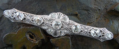 Antique Art Deco Diamond Bar Brooch (Pin) in 18K White Gold