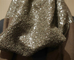 Bajra Cashmere Mini Paillette Sequin Scarf/Stole in Bark w Peridot