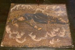 Old Continental Painted Tin of Christ Laying on the Cross